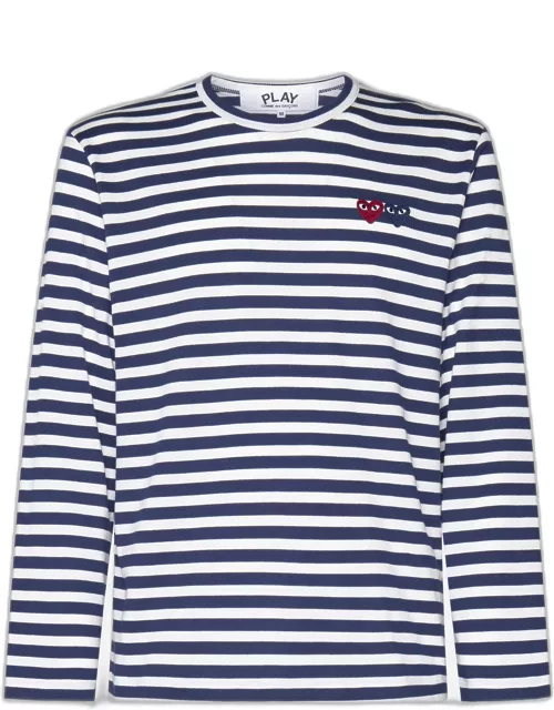 Comme des Garçons Play Logo-patch Striped Cotton T-shirt