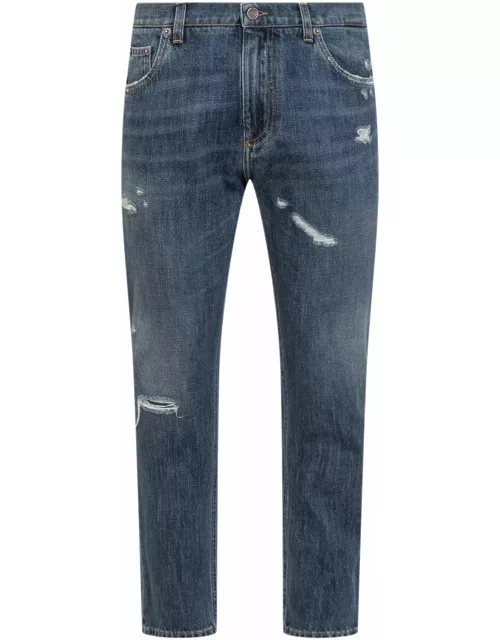 Dolce & Gabbana Denim Jeans With Abrasion