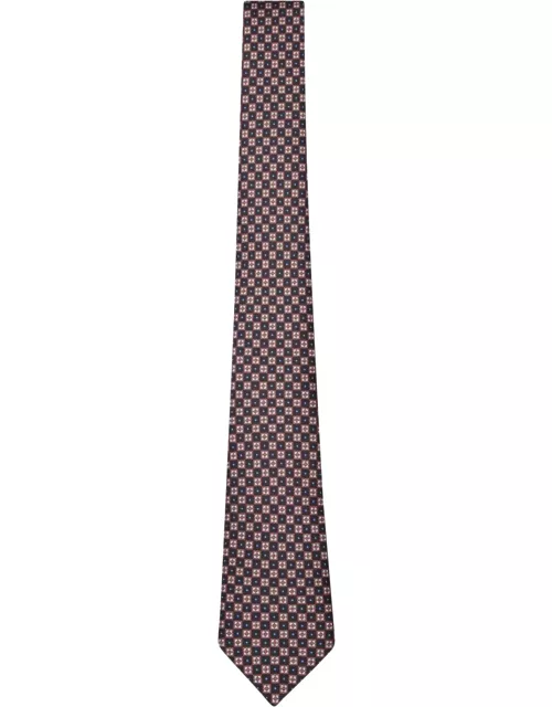 Kiton Rhombus Motif Beige/ Blue Tie