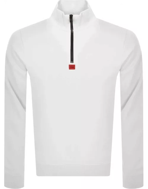 HUGO Durty Half Zip Sweatshirt White