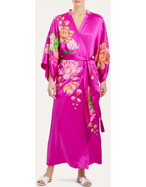 Hanabi Couture Floral Applique Charmeuse Robe
