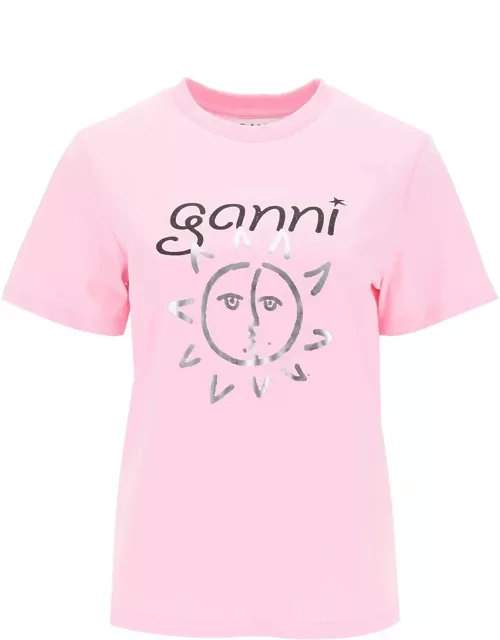 GANNI Crew-neck T-shirt with print