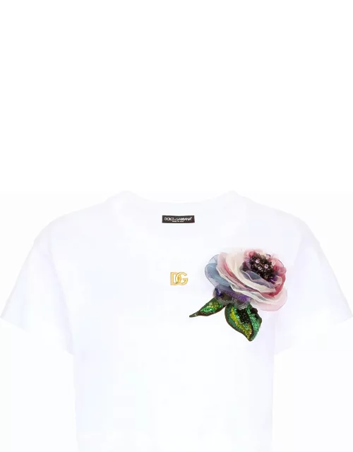 Tshirt with floral appliqu