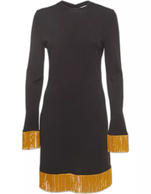 Burberry Black Viscose Chain Fringe Detail Dress