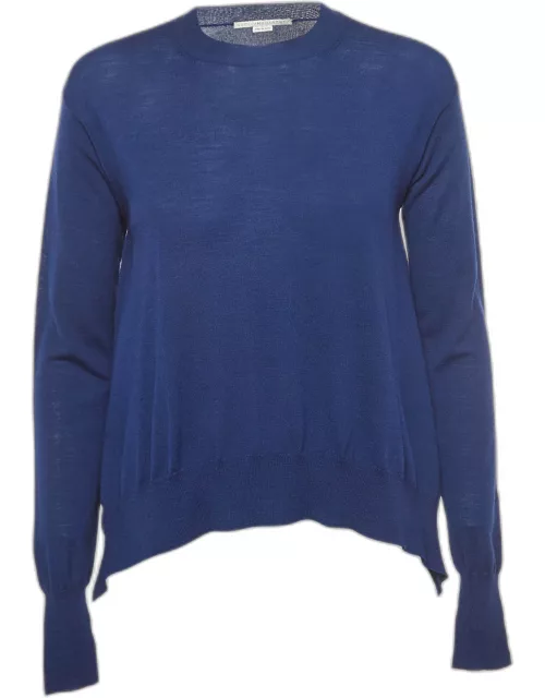 Stella McCartney Blue Wool Crew Neck Flared Sweater