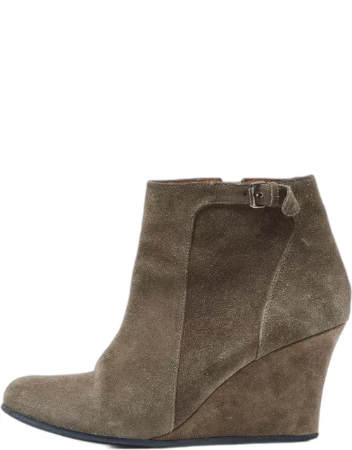 Lanvin Olive Green Suede Ankle Boot