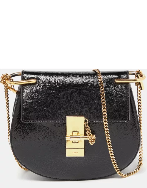 Chloe Black Patent Leather Small Drew Chain Crossbody Bag