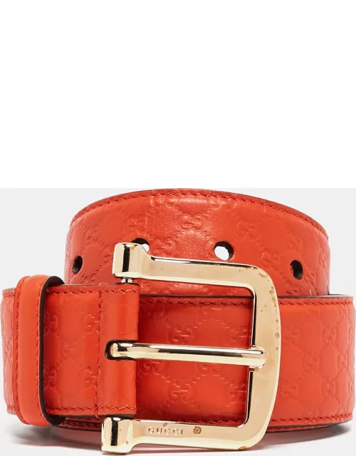 Gucci Orange Micro Guccissima Leather Interlocking GG Belt 90 C