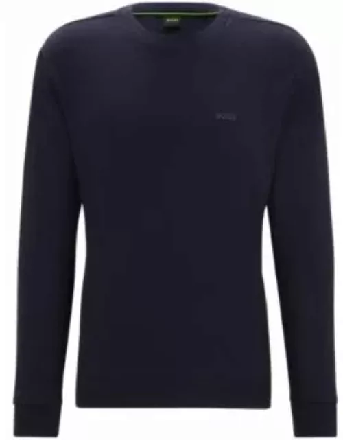 Interlock-cotton sweatshirt with logo detail and crew neckline- Dark Blue Men's Tracksuit