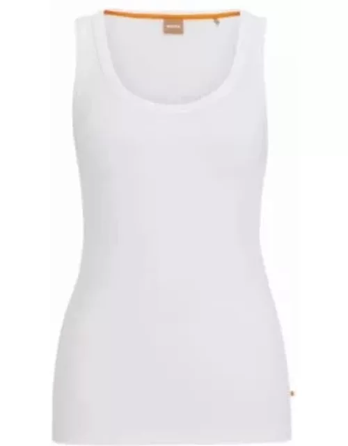 Stretch-cotton slim-fit vest with ribbed structure- White Women's Casual Top