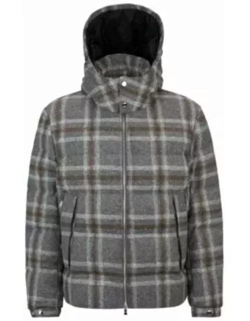 Down jacket with checked pattern- Grey Men's Casual Jacket
