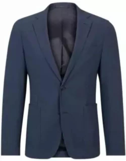Slim-fit jacket in micro-patterned performance-stretch jersey- Dark Blue Men's Sport Coat