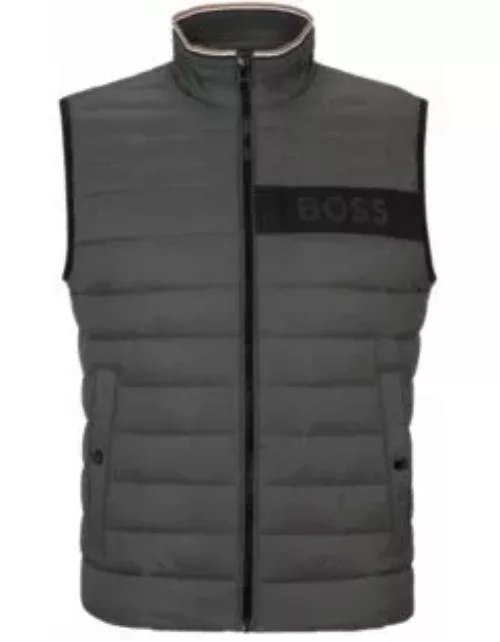 Water-repellent padded gilet with 3D logo tape- Grey Men's Casual Jacket