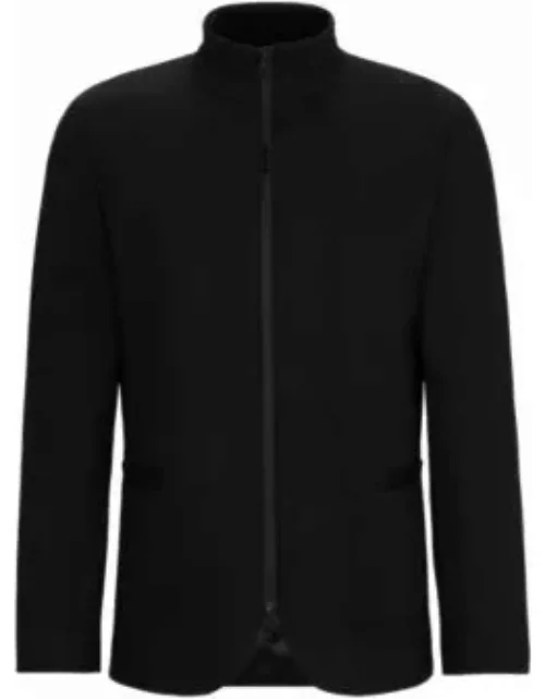 Extra-slim-fit zip-up jacket in stretch jersey- Black Men's Sport Coat