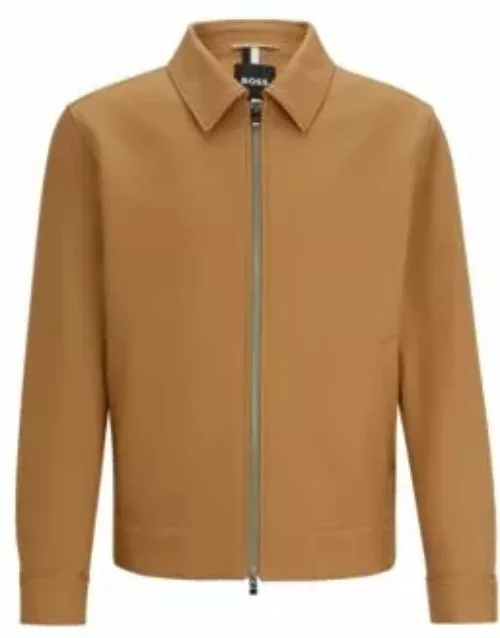 Zip-up slim-fit jacket in cotton- Beige Men's Sport Coat