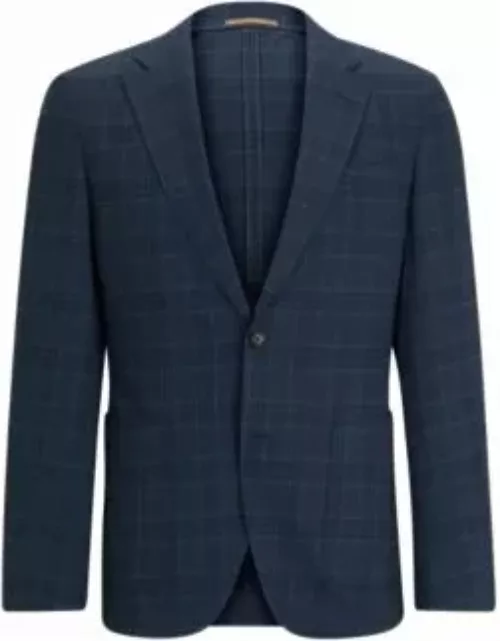 Slim-fit jacket in a checked wool blend- Light Blue Men's Sport Coat