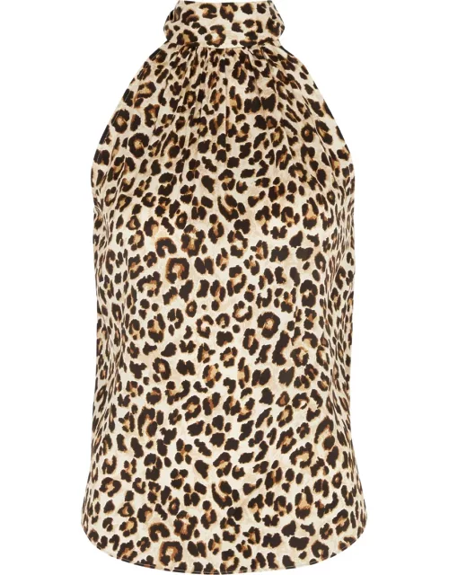 Veronica Beard Tanisha Leopard-print Stretch-silk top - Multicoloured - 6 (UK10 / S)