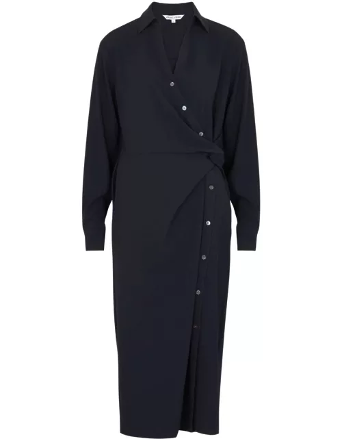Veronica Beard Wright Crepe Midi Shirt Dress - Navy - 8 (UK12 / M)