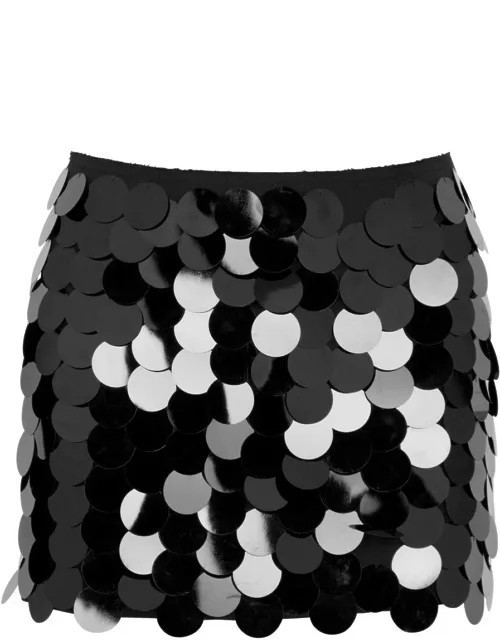16 Arlington Haile Paillette-embellished Satin Mini Skirt - Black - 12 (UK12 / M)