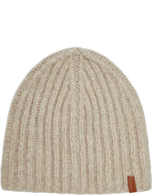 Vince Ribbed Cashmere and Silk-blend Beanie - Crea