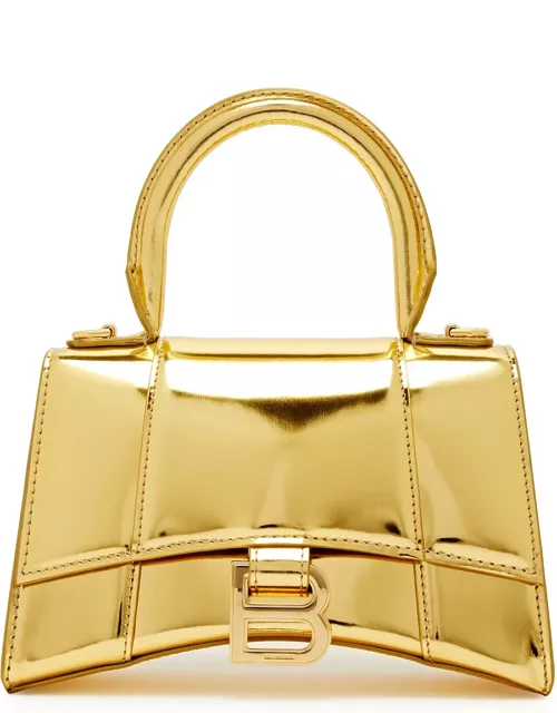Balenciaga Hourglass XS Metallic Leather top Handle bag - Gold