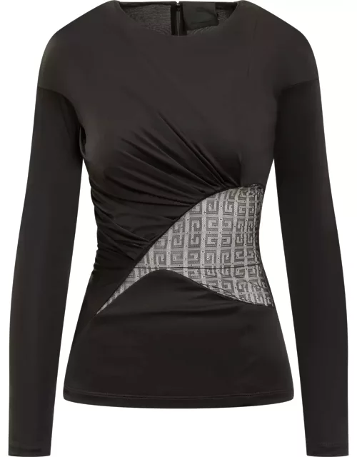 Givenchy Draped Jersey And Lace Top
