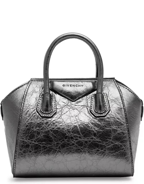 Givenchy Antigona Toy Metallic Leather top Handle bag - Silver