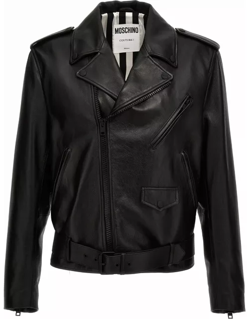 Moschino in Love We Trust Leather Jacket
