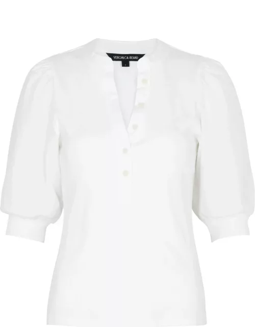 Veronica Beard Coralee Ribbed Stretch-cotton top - White - M (UK12 / M)
