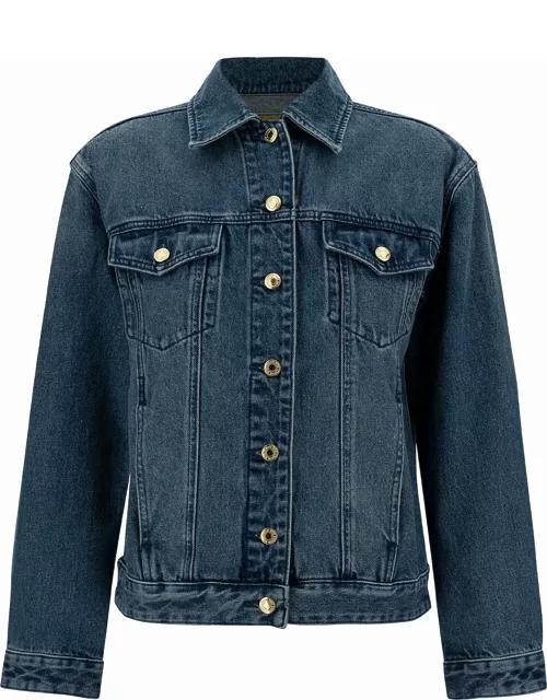 MICHAEL Michael Kors Blue Jacket With Classic Collar And Buttons In Cotton Denim Woman