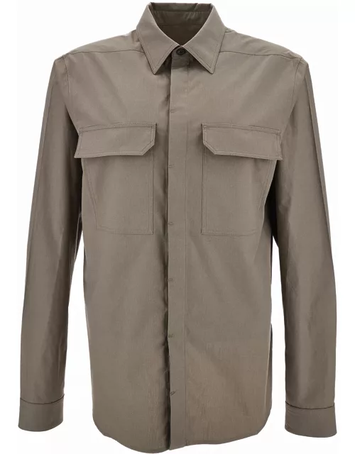 Rick Owens workshirt Grey Shirt With Concealed Closure In Cotton Man
