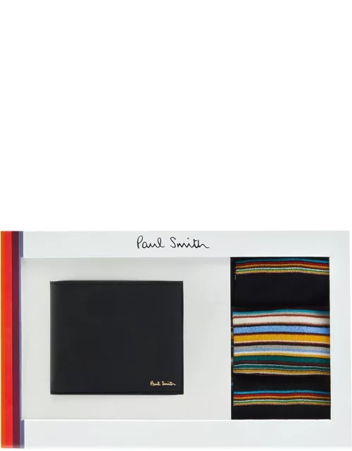 Paul Smith Leather Wallet and Socks Gift set - Black - One