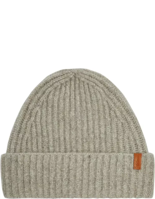 Vince Donegal Ribbed Cashmere Beanie - Beige
