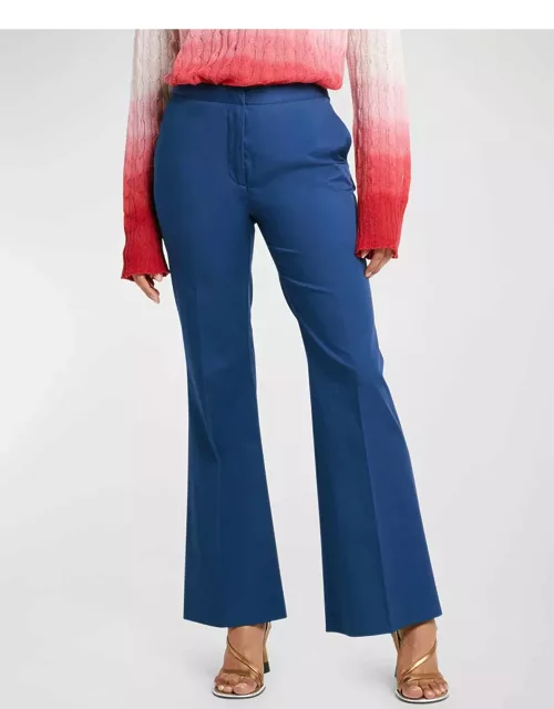 Mid-Rise Stretch Cotton Kick-Flare Ankle Trouser