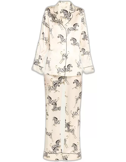 Lila Zebra-Print Silk Pajama Set