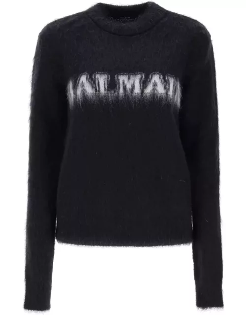 BALMAIN brushed-yarn sweater with logo
