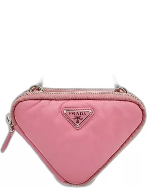 Prada Pink Saffiano Soft Padded Nappa Triangle Mini Cross Bag