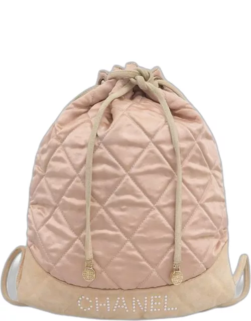 Chanel Pink Quilted Satin Drawstring Backpack