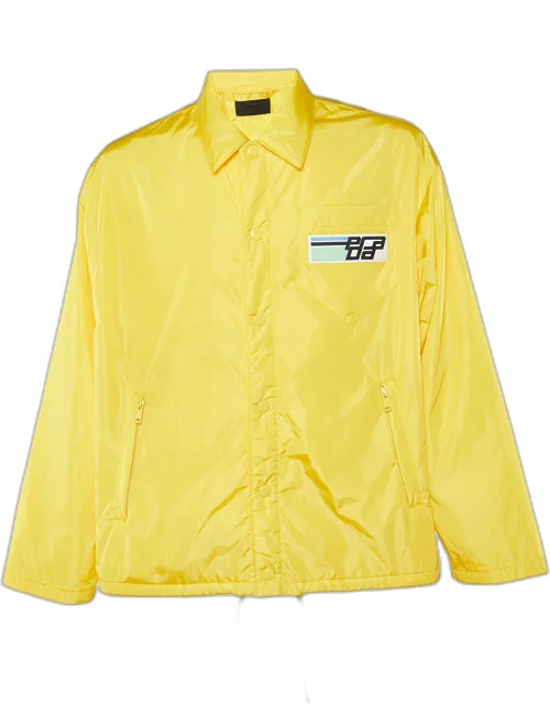 Prada Yellow Nylon Padded Button Front Jacket