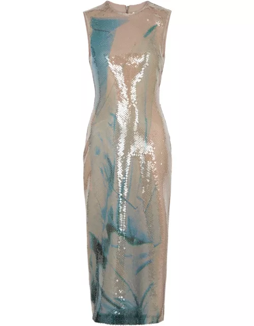 16 Arlington Aveo Printed Sequin Midi Dress - Multicoloured - 14 (UK14 / L)