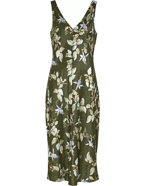 Vince Floral-print Crinkled Satin Slip Dress - Multicoloured - L (UK14 / L)