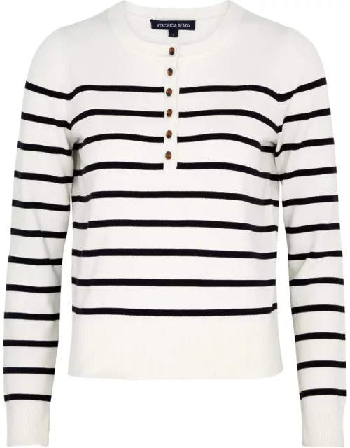 Veronica Beard Dianora Striped Knitted Jumper - Off White - L (UK14 / L)
