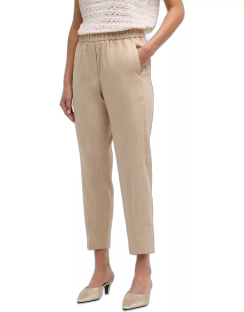 Cropped Bead-Trim Tapered Pant