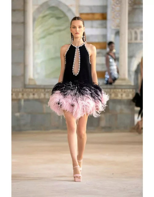 Georges Hobeika Feather Skirt Cocktail Dres