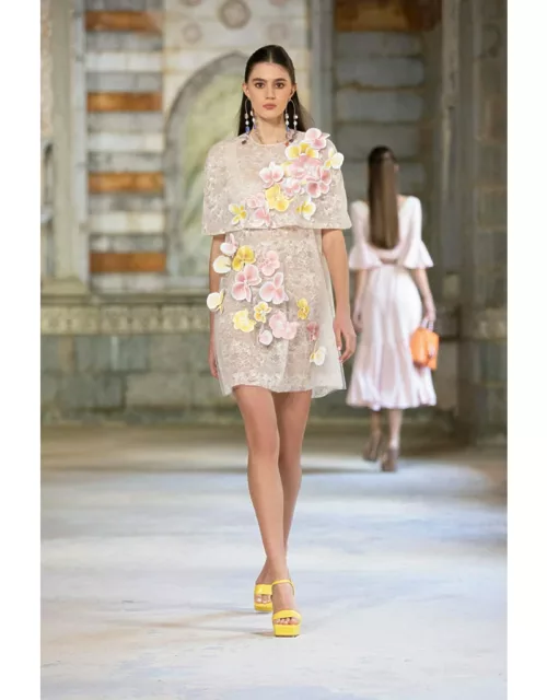 Georges Hobeika Floral Cocktail Dress with Belero