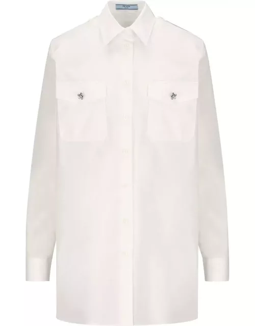 Prada Embellished Long-sleeved Buttoned Shirt