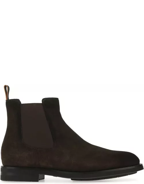 Santoni Brown Suede Ankle Boot