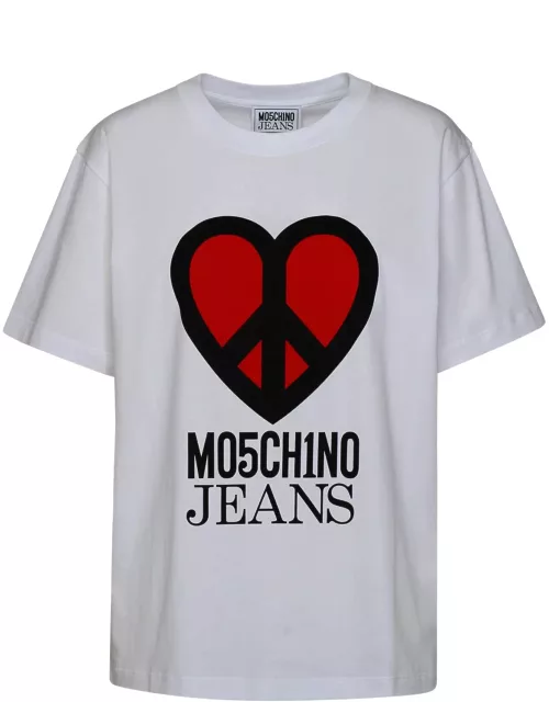 M05CH1N0 Jeans White Cotton T-shirt