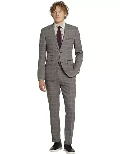 Paisley & Amp; Gray Big & Tall Men's Paisley & Gray Slim Fit Check Suit Separates Jacket Grey Burgundy Red Check