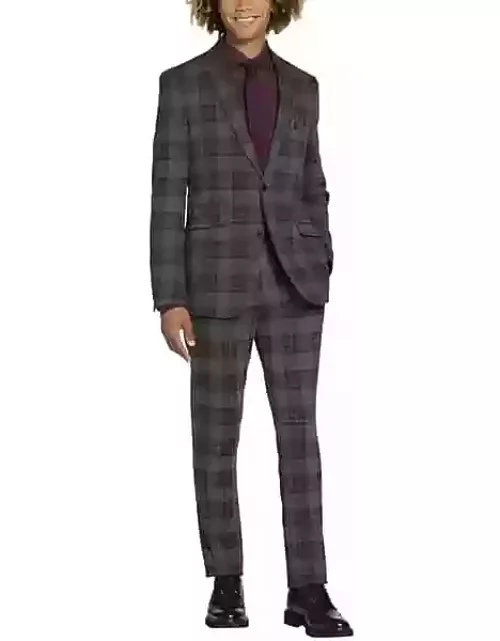 Paisley & Amp; Gray Big & Tall Men's Paisley & Gray Slim Fit Tartan Plaid Suit Separates Jacket Charcoal Burgundy Red Green Tartan